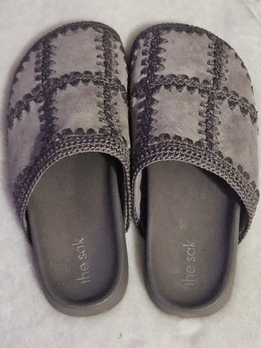 The Sak Bolinas Mushroom Suede Clogs Slip-On Mules with Crochet Stitching Size 8 - Picture 2 of 8